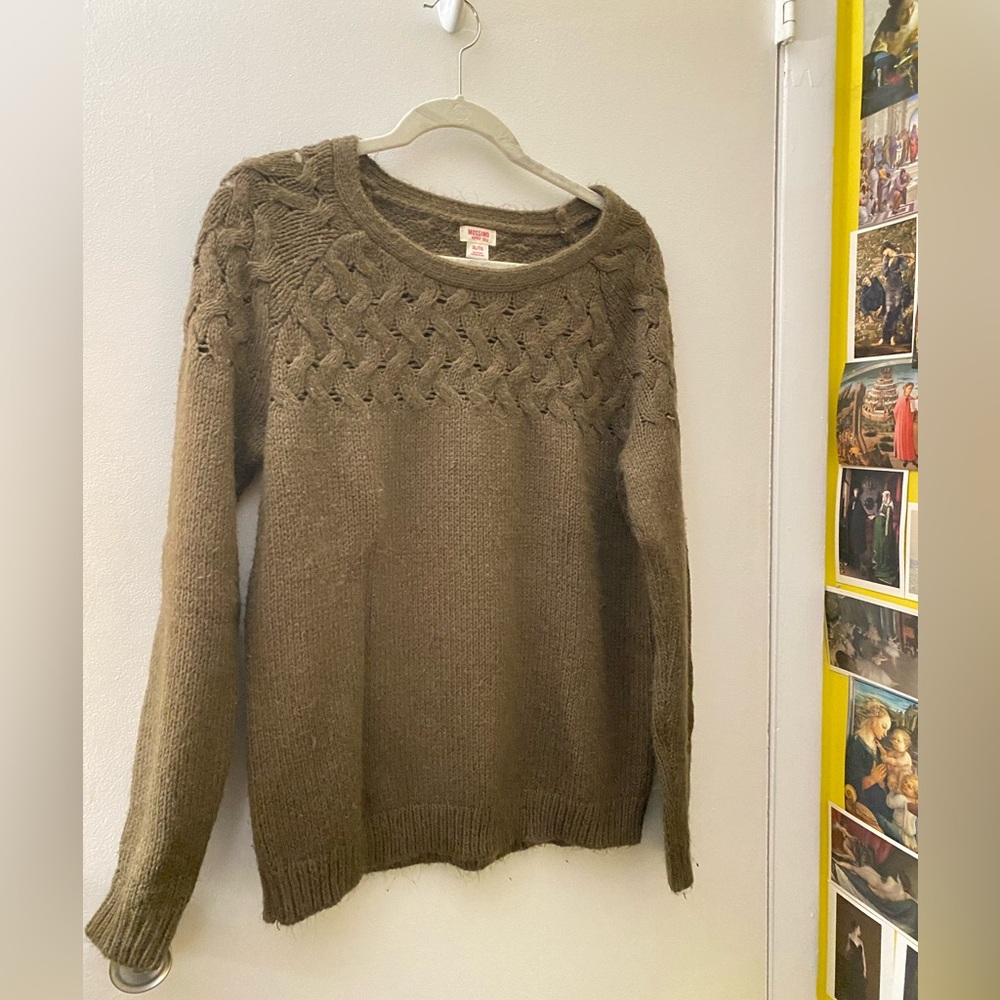 Mossimo Brown/Olive Braided Wooly Knit Sweater